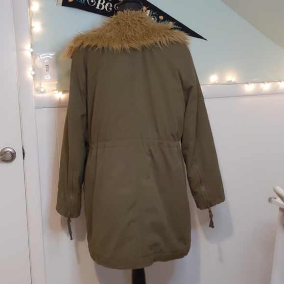 Free People Fur Lined Extreme Moto Parka / Olive - Picture 6 of 13